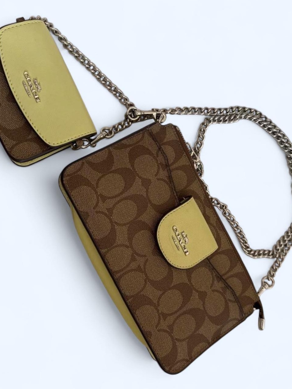 Coach Brown Signature Canvas Crossbody with Card Case